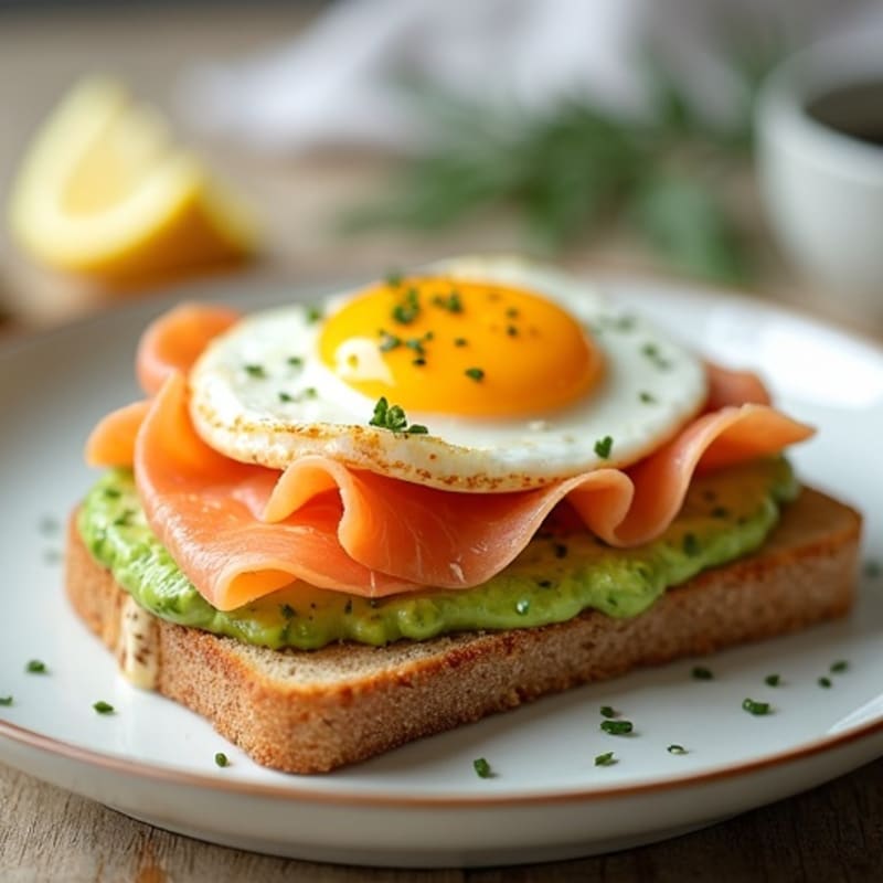 Creamy Avocado Egg Toast with Smoked Salmon