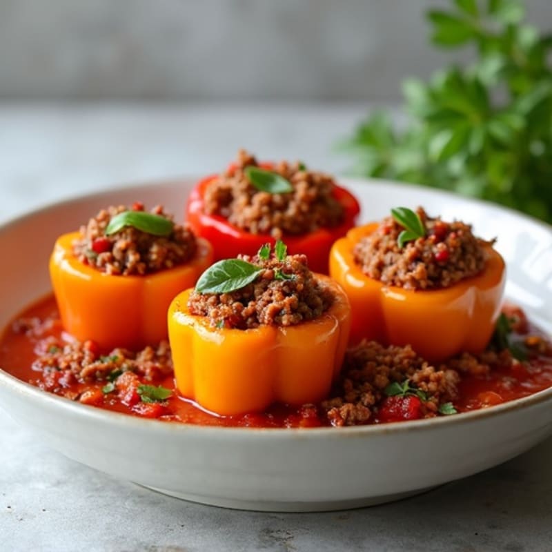Lean Ground Beef and Turkey Stuffed Bell Peppers