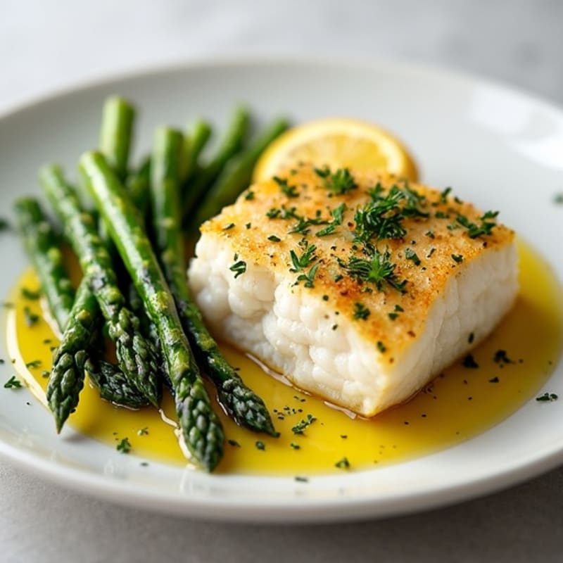 Lemon Herb Roasted Cod with Crispy Asparagus