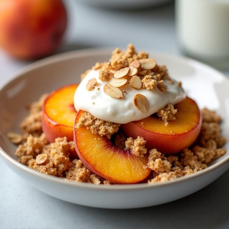 Sweet Baked Peaches with Crispy Almond Oat Crumble