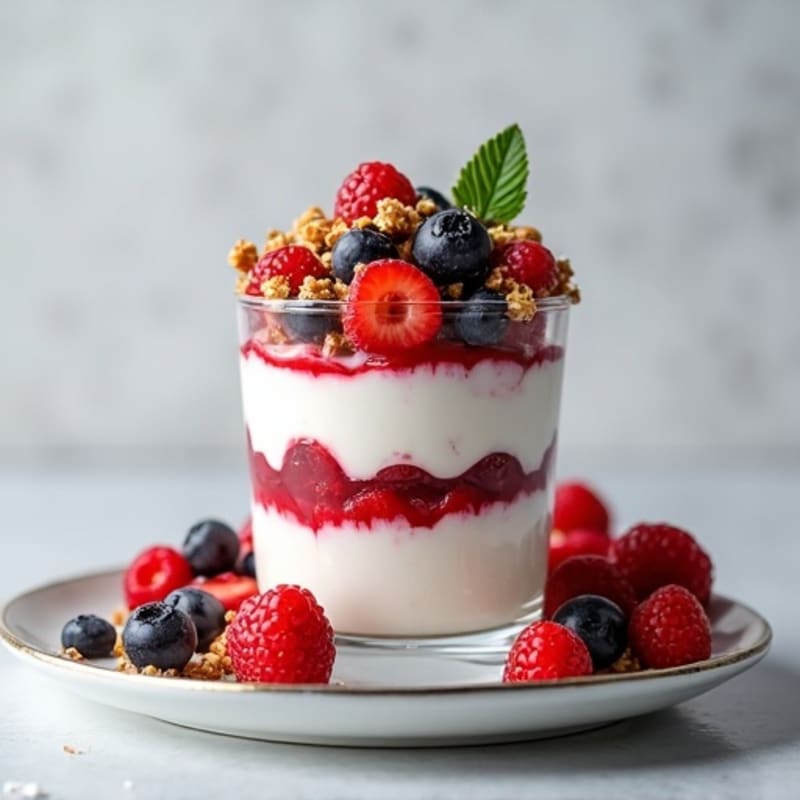 Cottage Cheese and Greek Yogurt Parfait with Mixed Berries