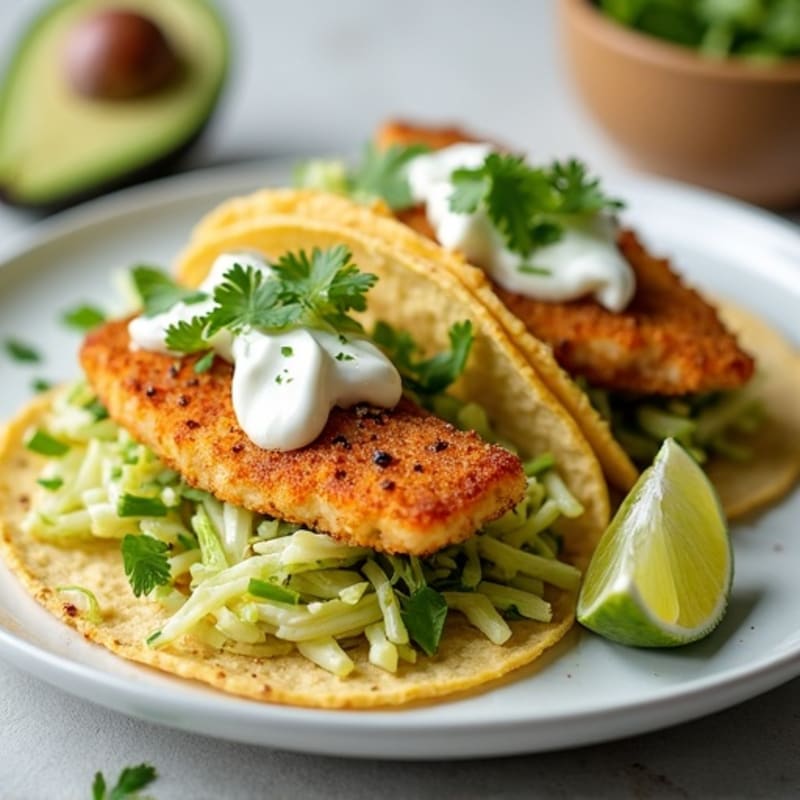 Crispy Baked Fish Tacos with Lime Slaw