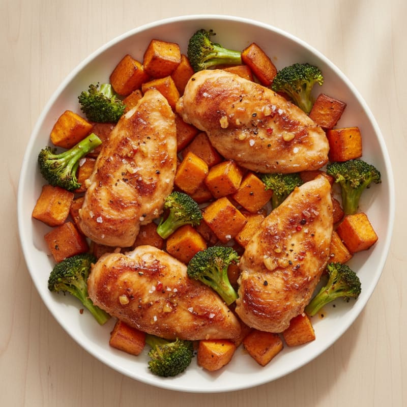 Sheet Pan Honey-Garlic Chicken and Sweet Potatoes
