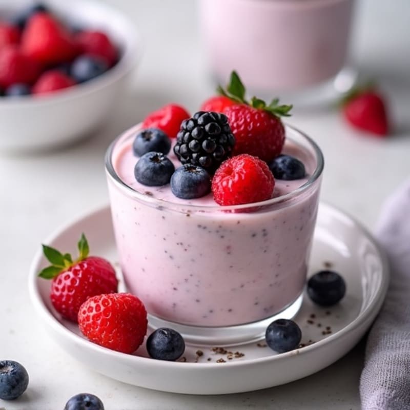 Creamy Greek Yogurt Protein Pudding with Mixed Berries