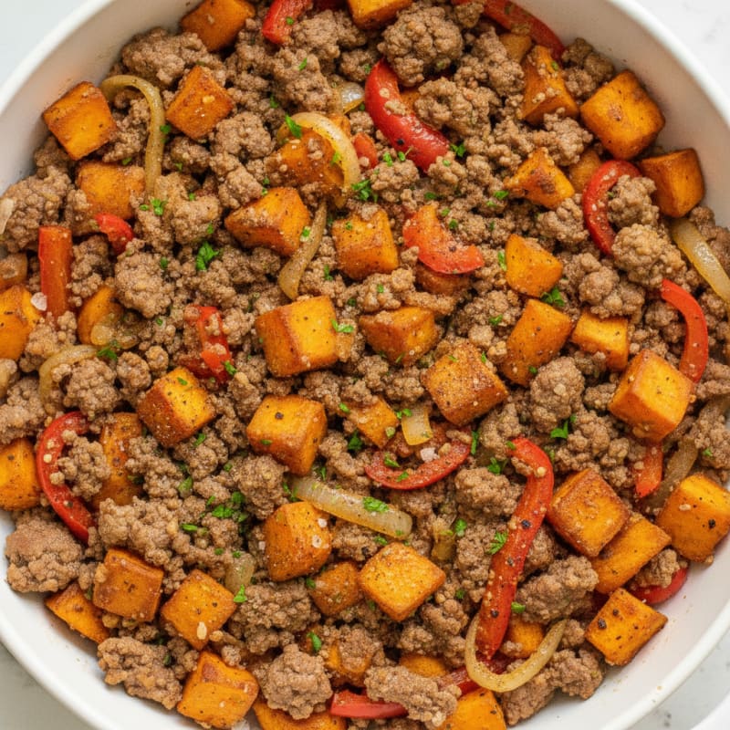 Ground Beef & Sweet Potato Skillet