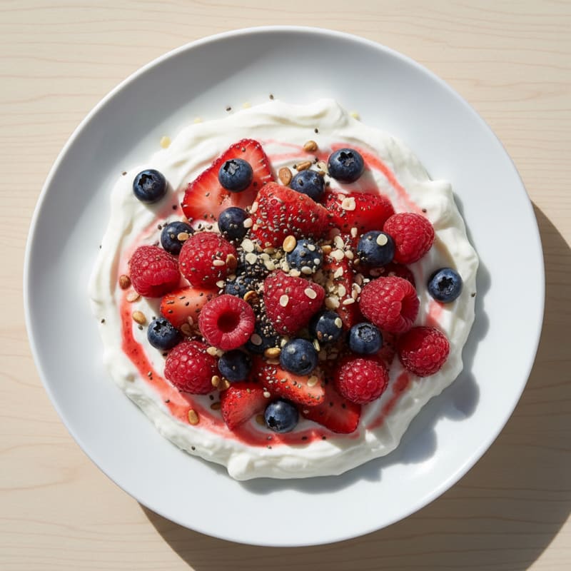 Silky Greek Yogurt Protein Mousse with Mixed Berries