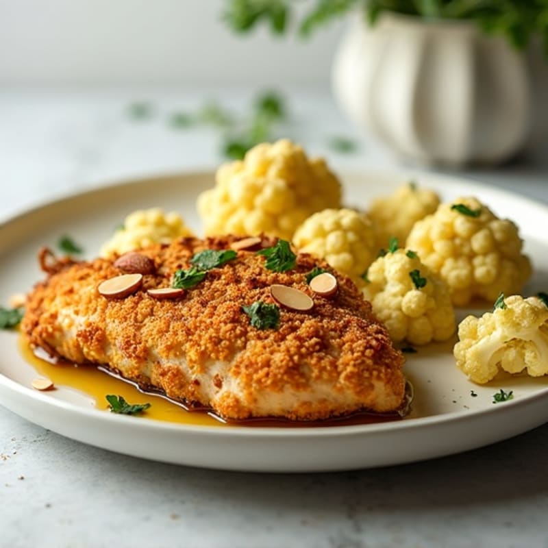 Crispy Almond-Crusted Chicken with Herb-Roasted Cauliflower