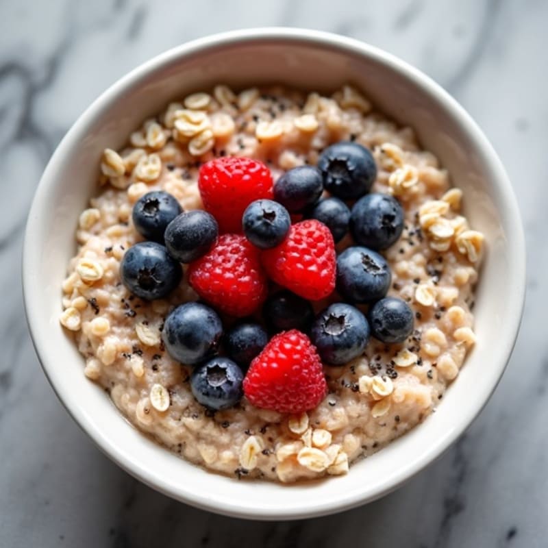 Creamy Protein Oatmeal with Fresh Berries and Chia Seeds