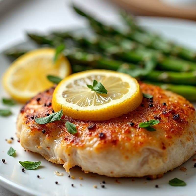 Crispy Lemon Garlic Chicken with Roasted Asparagus