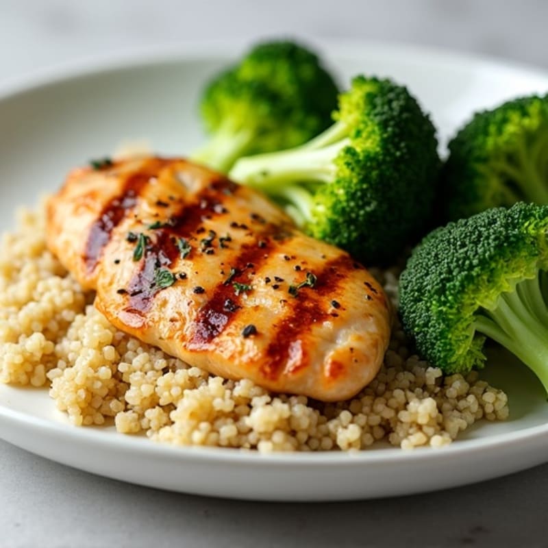 Grilled Chicken Breast with Quinoa and Steamed Broccoli