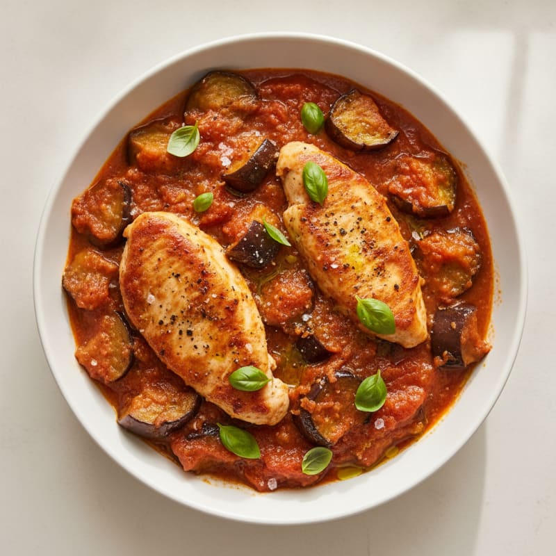 Roasted Eggplant with Tomato and Basil