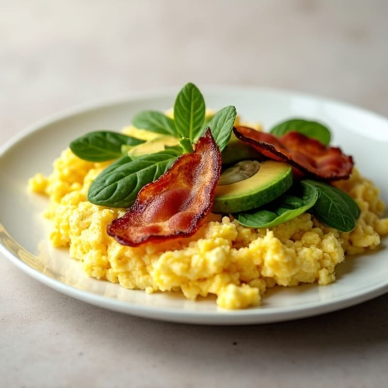 Egg White Scramble with Spinach and Turkey Bacon