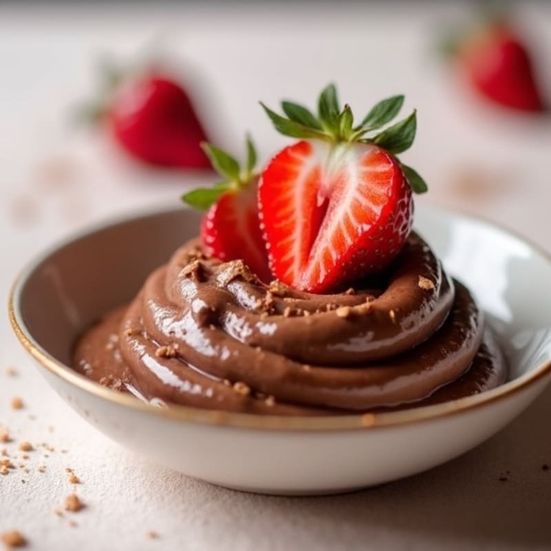 Silky Chocolate Protein Pudding with Fresh Strawberries