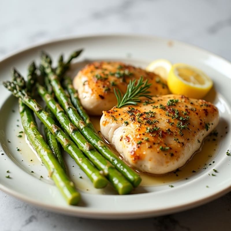 Lemon Herb Roasted Chicken Breasts with Asparagus