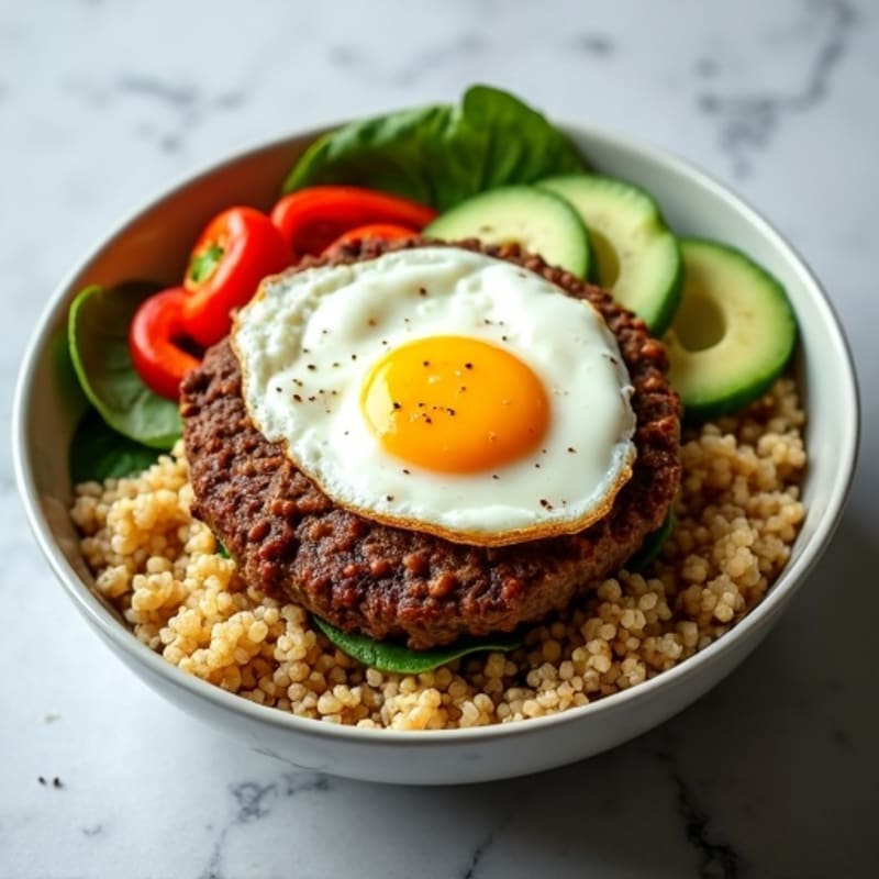 Savory Ground Beef Burger Bowl with Crisp Vegetables