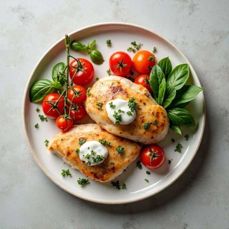 Creamy Herb Chicken with Roasted Cherry Tomatoes