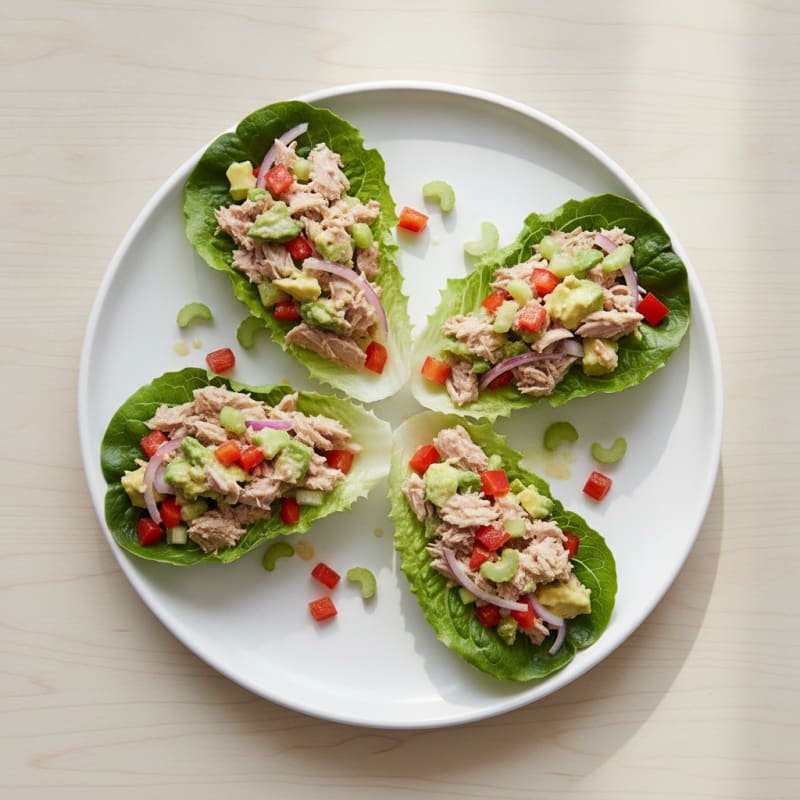 Tuna Salad Lettuce Wraps with Crunchy Vegetables