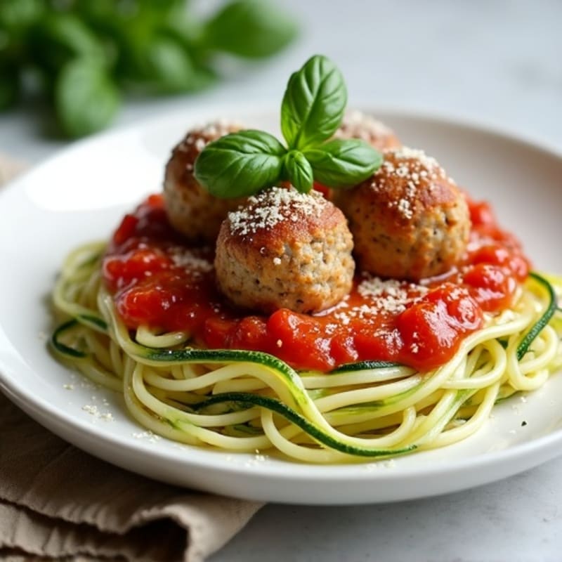Lean Turkey Meatballs with Zucchini Noodles and Fresh Tomato Sauce