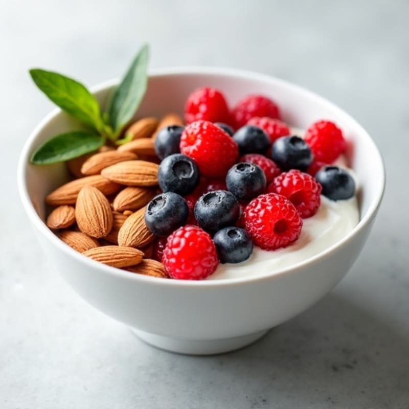 Creamy Greek Yogurt Bowl with Fresh Berries and Crunchy Almonds