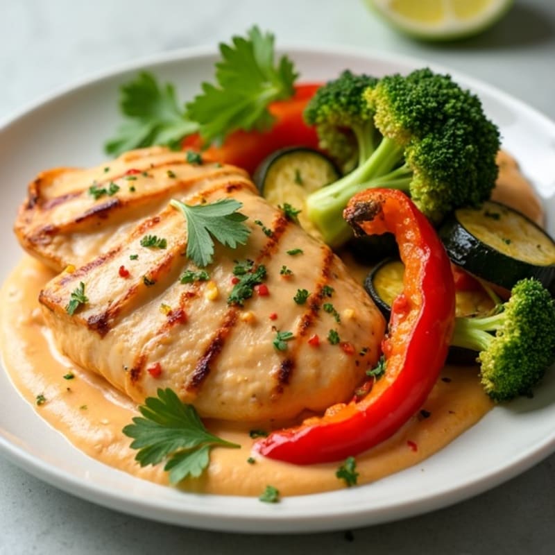 Creamy Thai Coconut Chicken with Roasted Vegetables