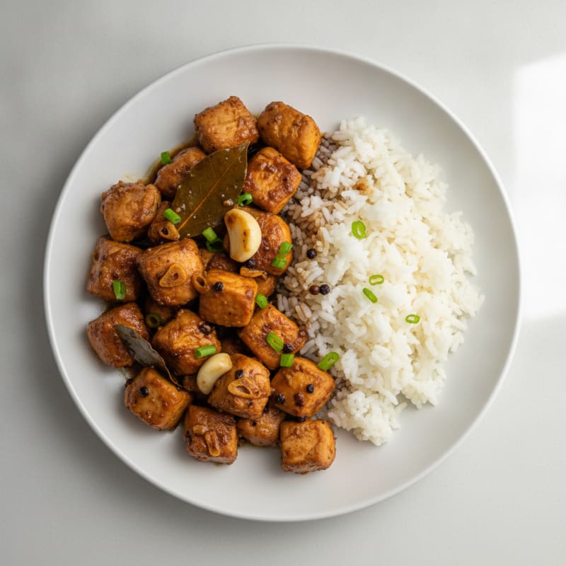 Garlic-Vinegar Chicken Adobo with Rice