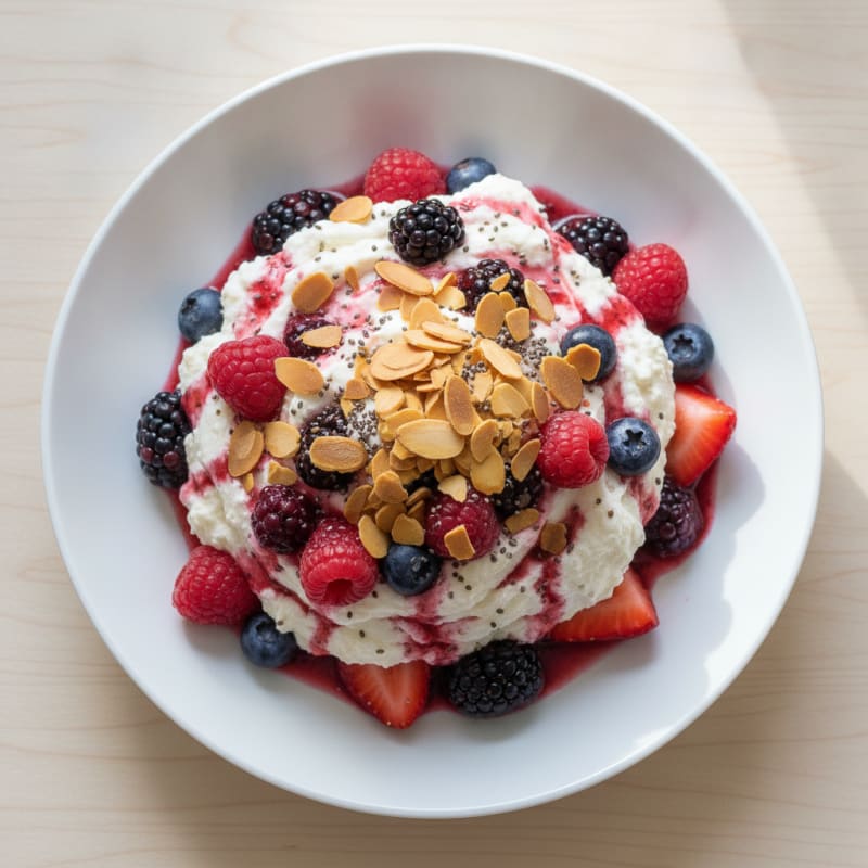Greek Yogurt Protein Mousse with Mixed Berries