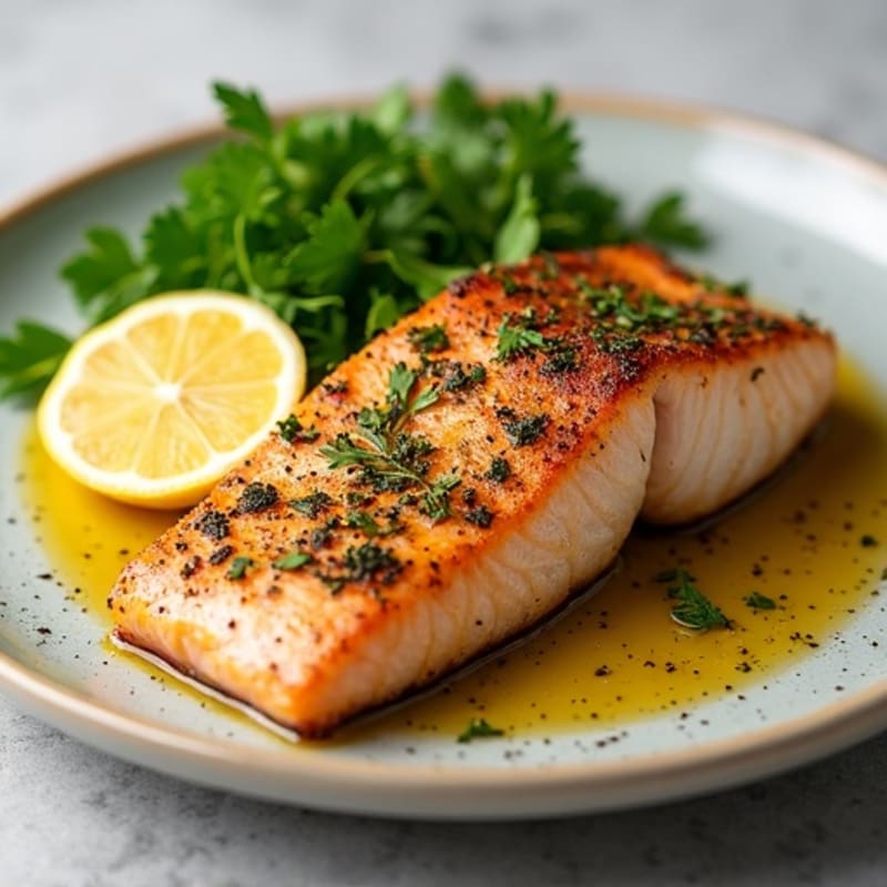 Herb-Crusted Pan Seared Salmon with Lemon