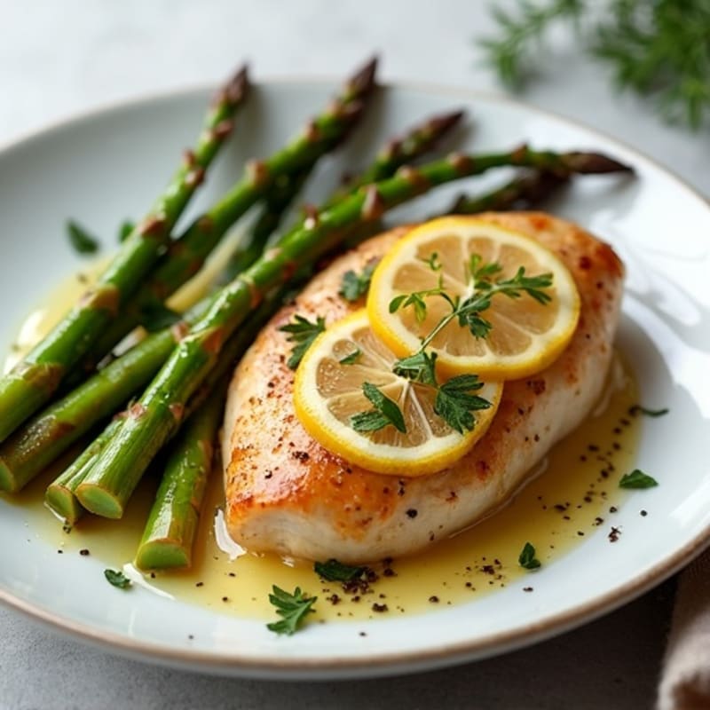 Lemon-Herb Roasted Chicken with Crispy Roasted Asparagus