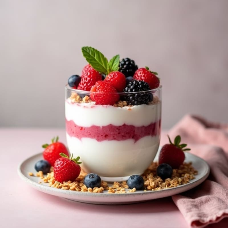 Greek Yogurt Parfait with Mixed Berries and Protein Granola