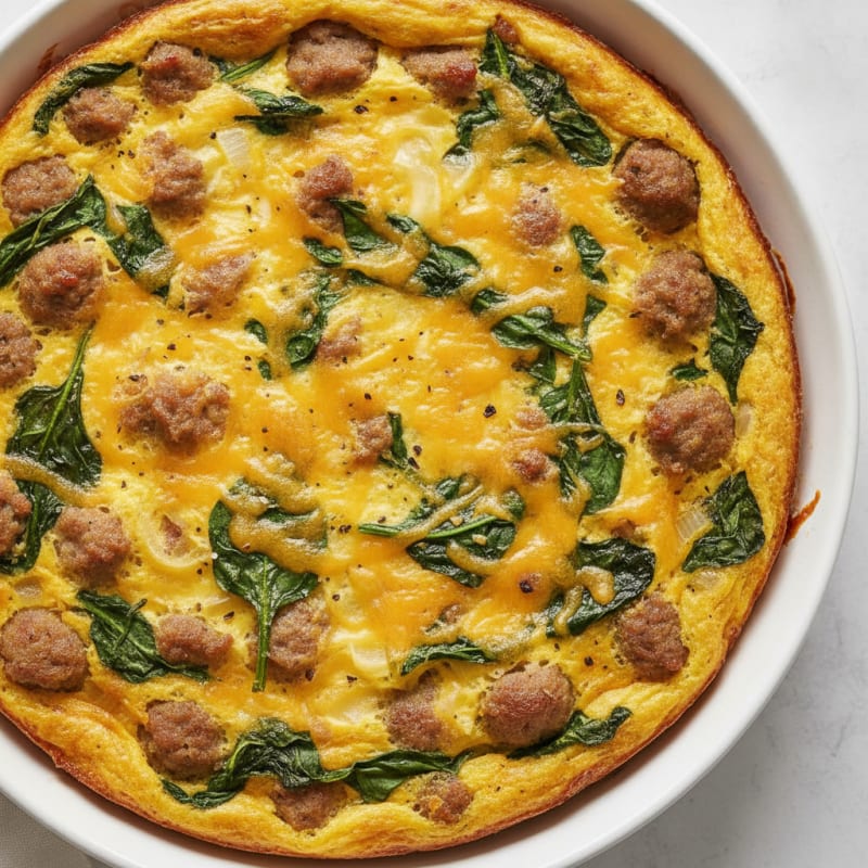 Cheesy Egg and Turkey Sausage Bake