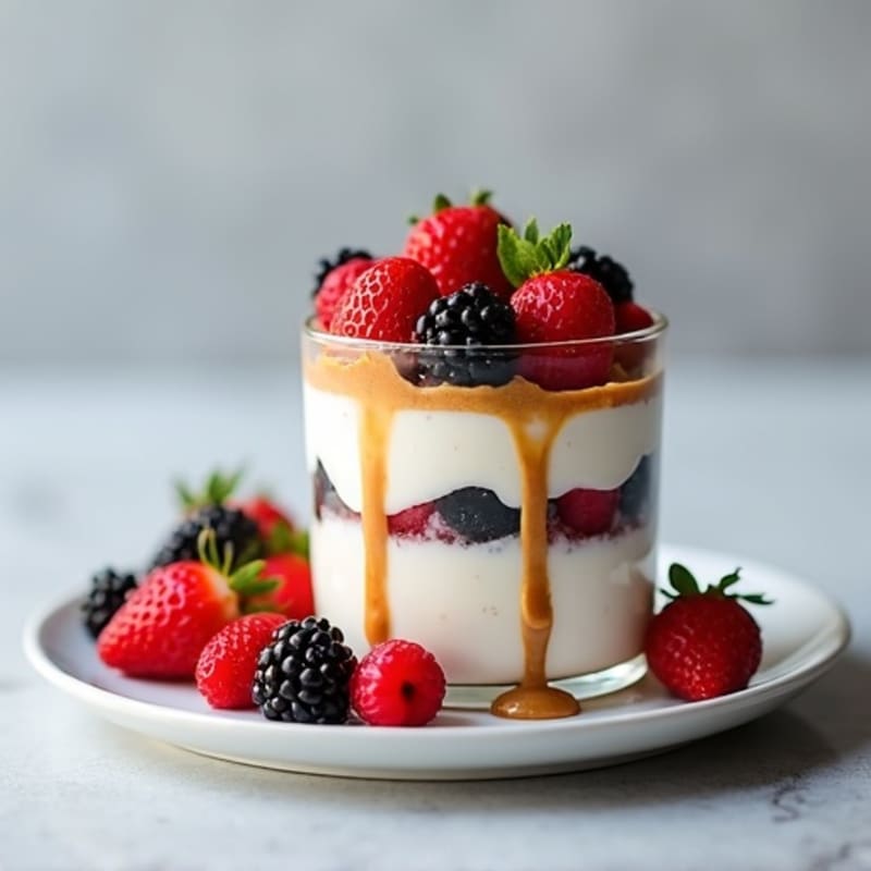 Greek Yogurt Protein Parfait with Almond Butter and Berries