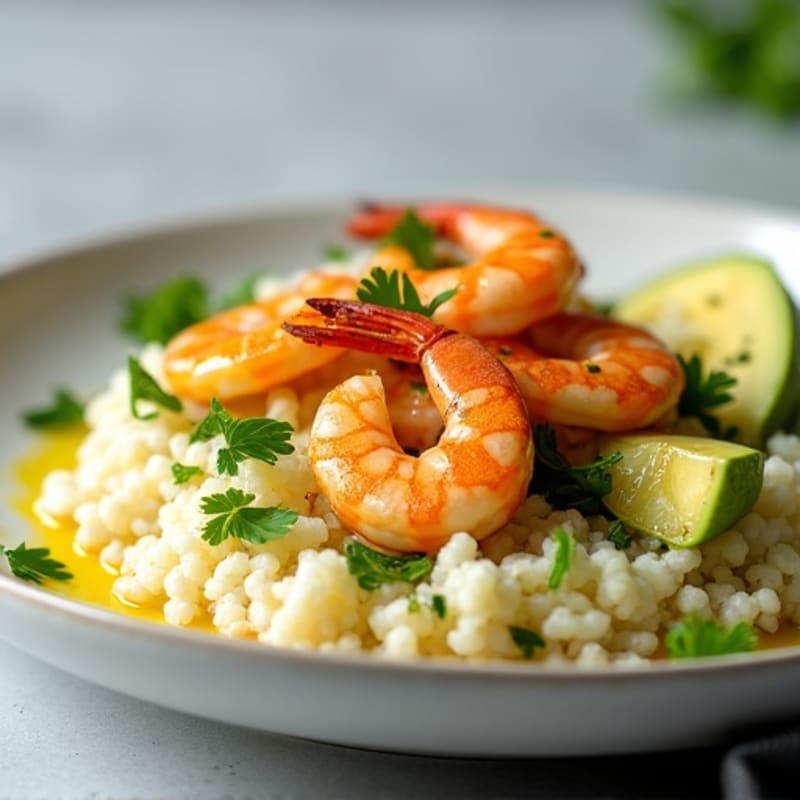 Garlic-Lemon Seared Prawns with Herb Cauliflower Rice