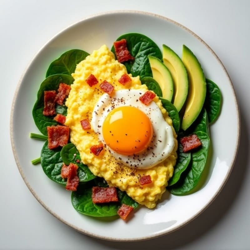 Egg White Scramble with Spinach and Turkey Bacon