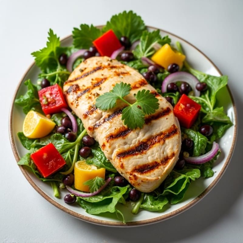 Grilled Chicken and Black Bean Salad with Cilantro-Lime Dressing