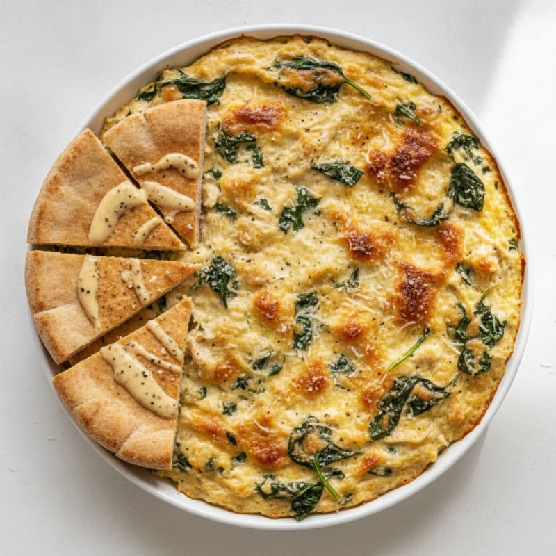 Baked Spinach Artichoke Dip with Toasted Pita