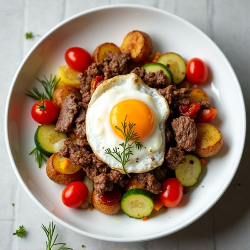 Lean Beef and Vegetable Skillet with Crispy Potatoes
