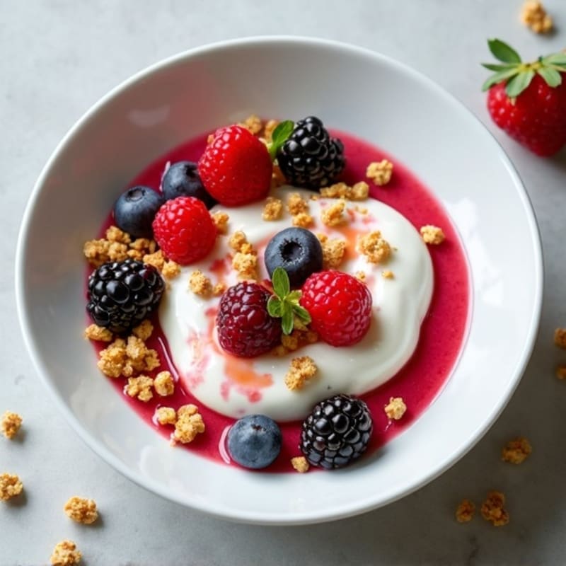 Creamy Greek Yogurt with Protein Powder and Mixed Berries