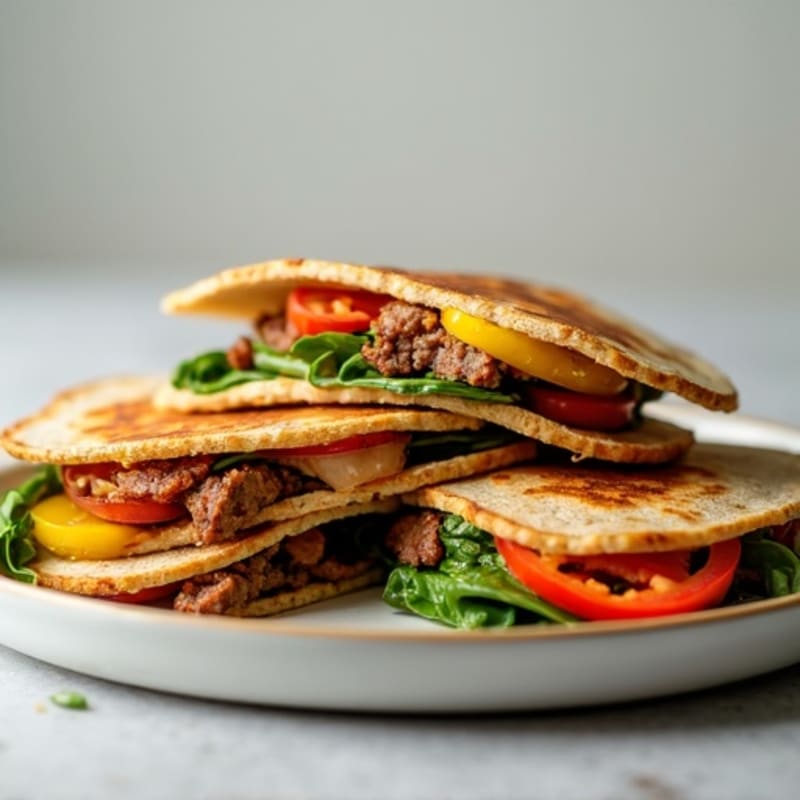 Crispy Lean Steak and Veggie Whole Wheat Quesadillas