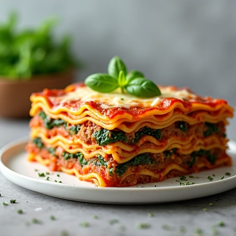 Hearty Ground Beef and Spinach Lasagna with Creamy Ricotta