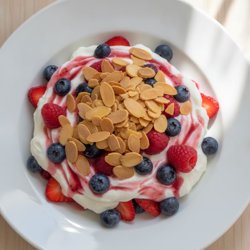 Greek Yogurt Protein Parfait with Berries and Almonds