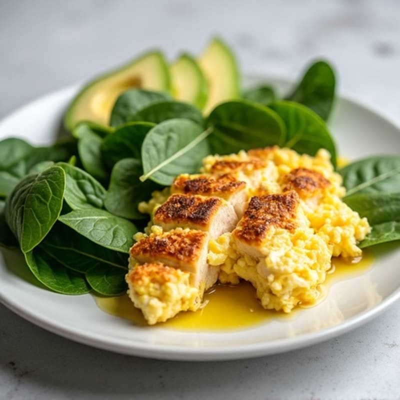 Scrambled Egg Whites with Grilled Chicken and Spinach