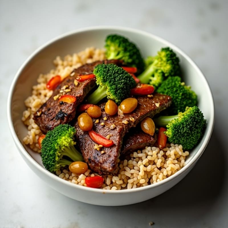 Garlic-Ginger Beef and Broccoli Stir-Fry Rice Bowl
