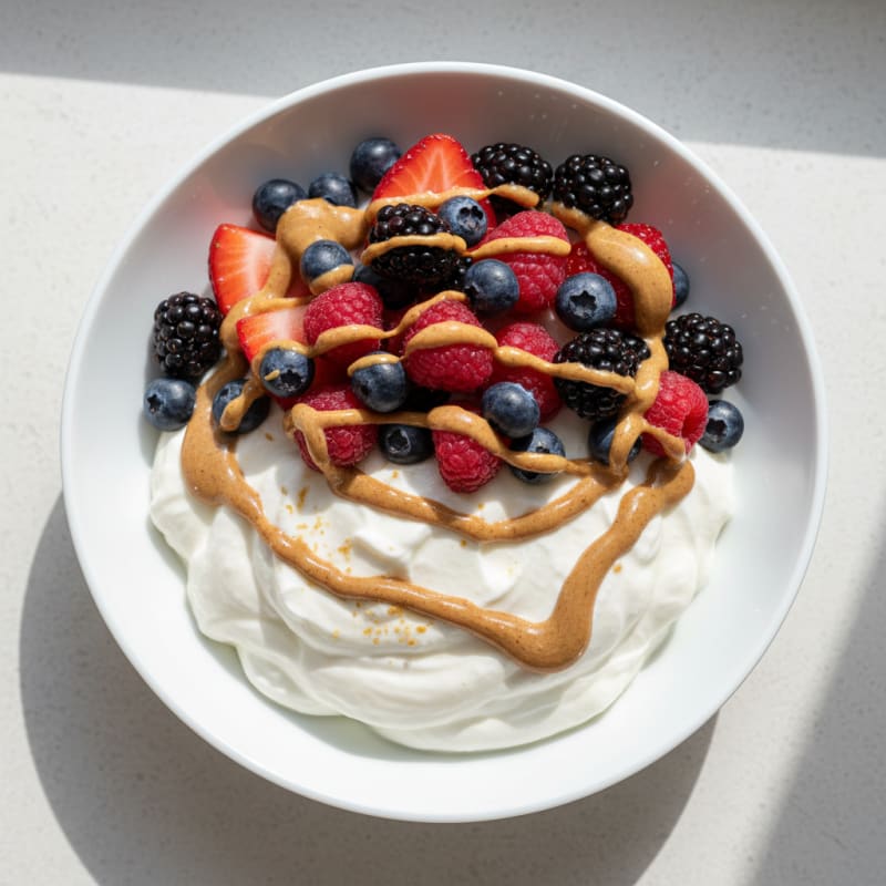 Greek Yogurt Protein Bowl with Mixed Berries and Almond Butter
