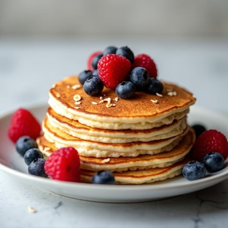 Fluffy Protein Pancakes with Fresh Berries