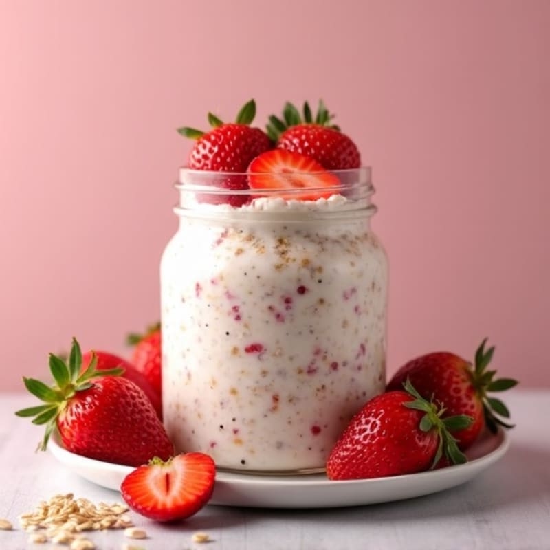 Creamy Strawberry Protein Overnight Oats