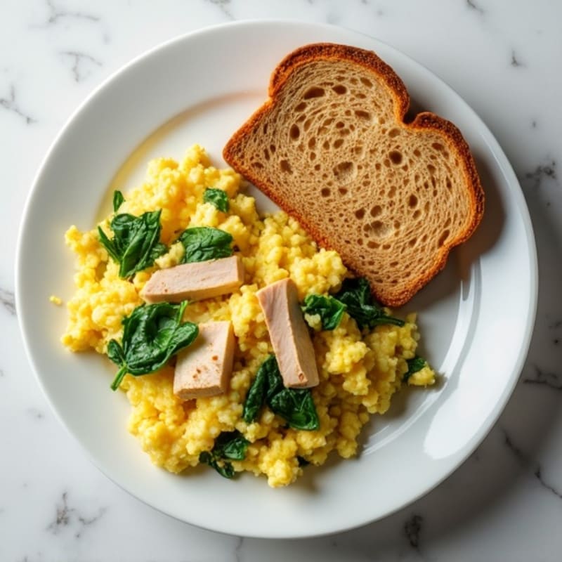 Egg White Scramble with Turkey Breast and Spinach