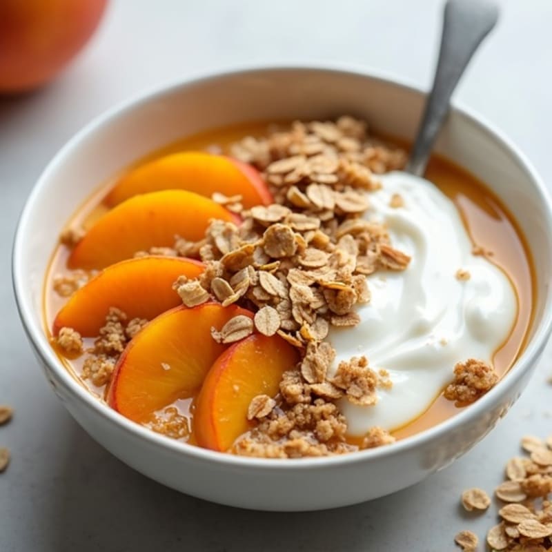 Warm Sweet Peaches with Crumbly Oat Topping