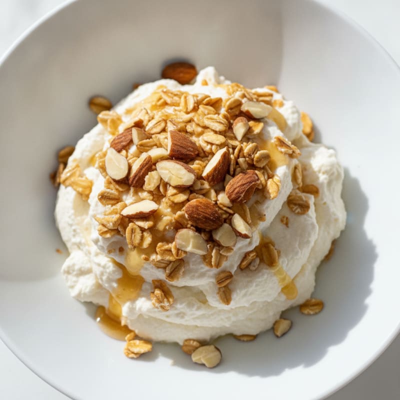 Silky Protein Yogurt Mousse with Chopped Almonds