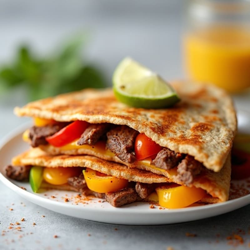 Spicy Lime Steak Quesadilla with Bell Peppers