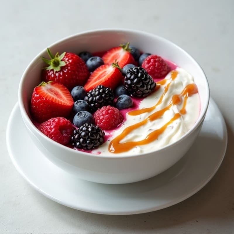 Greek Yogurt Protein Bowl with Mixed Berries and Almond Butter